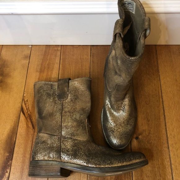 Denim & Supply Gold Crackle Boots size 7 - Picture 3 of 12